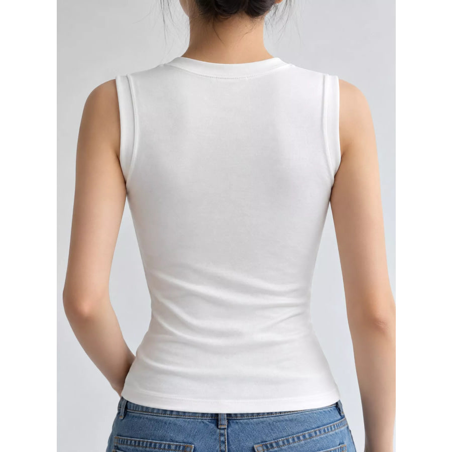 Minimalist Slim-Fit Sleeveless Crew Neck Cami Tank Top Apparel and Accessories