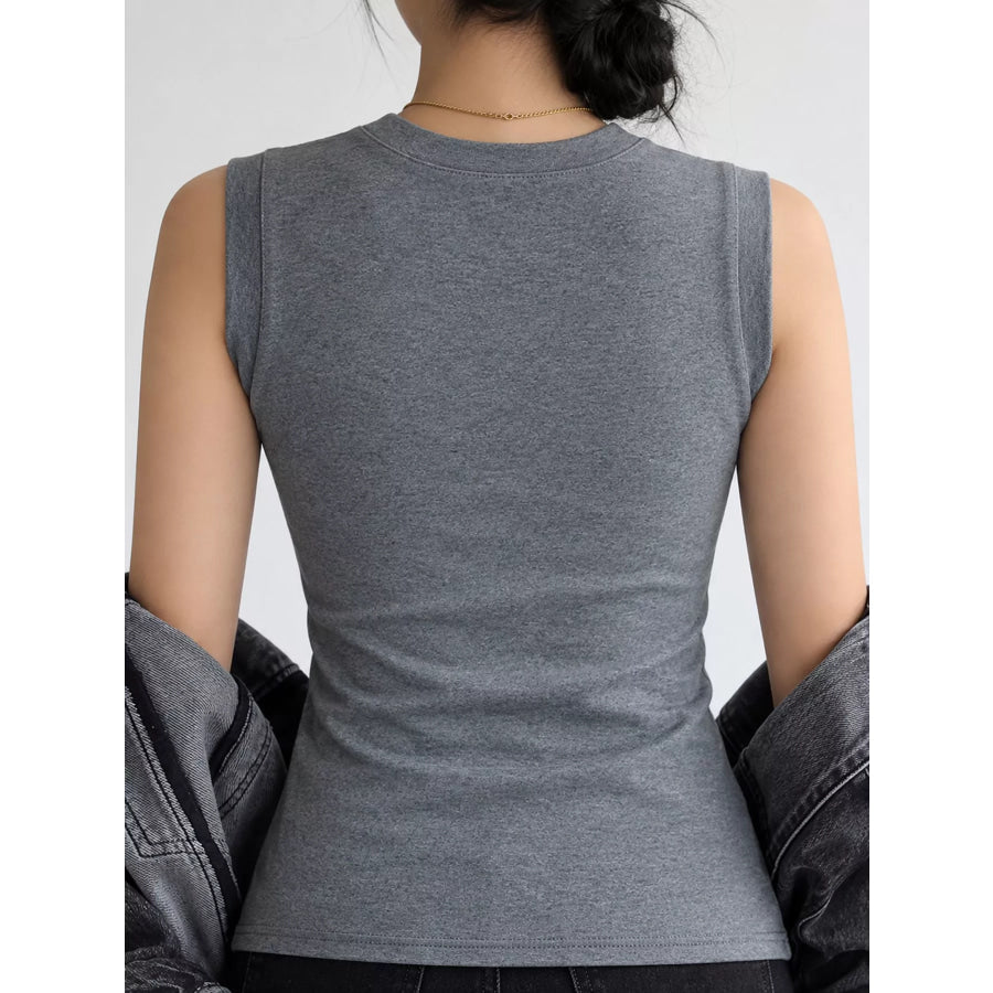Minimalist Slim-Fit Sleeveless Crew Neck Cami Tank Top Apparel and Accessories