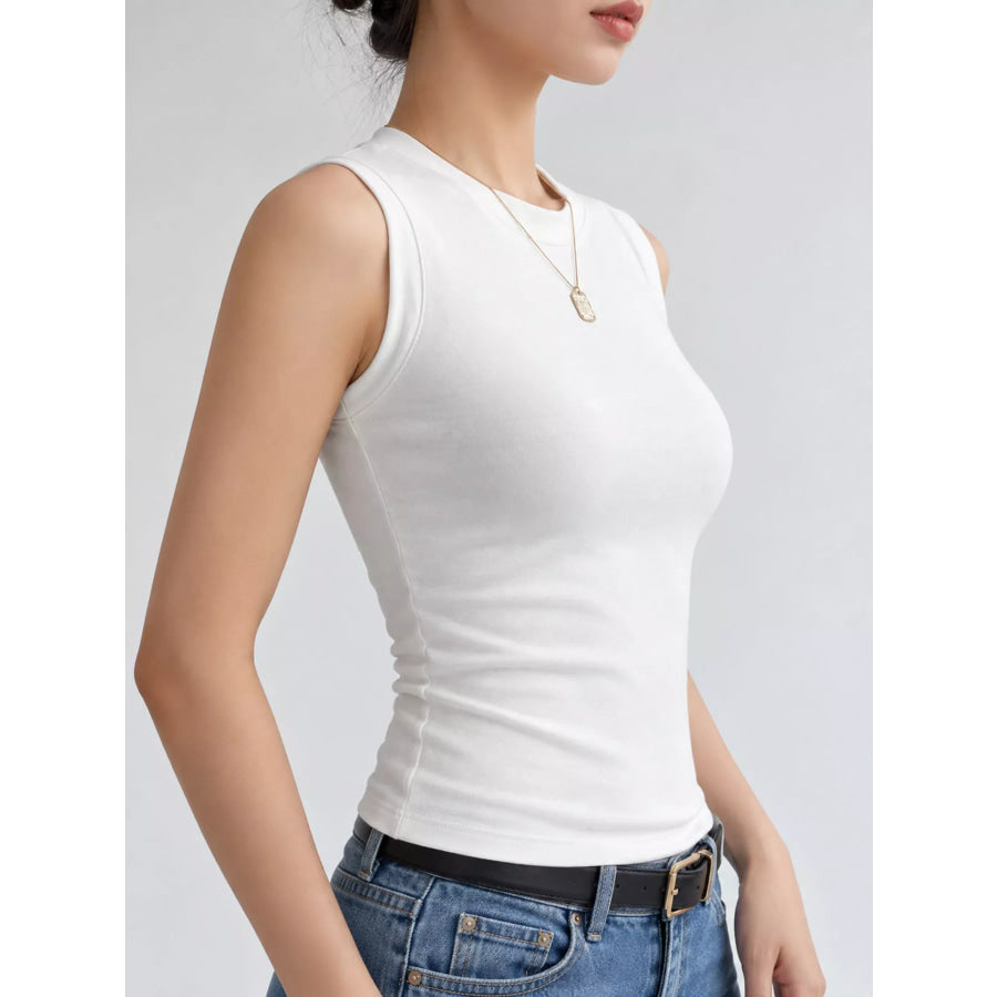 Minimalist Slim-Fit Sleeveless Crew Neck Cami Tank Top Apparel and Accessories