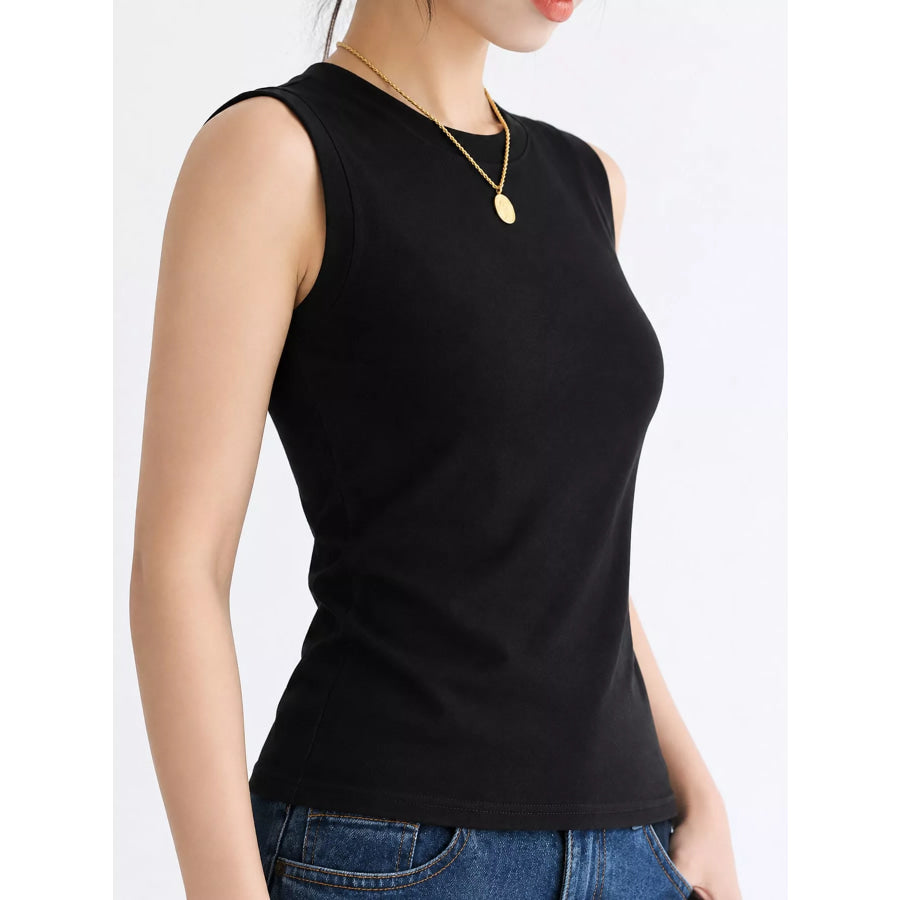 Minimalist Slim-Fit Sleeveless Crew Neck Cami Tank Top Apparel and Accessories
