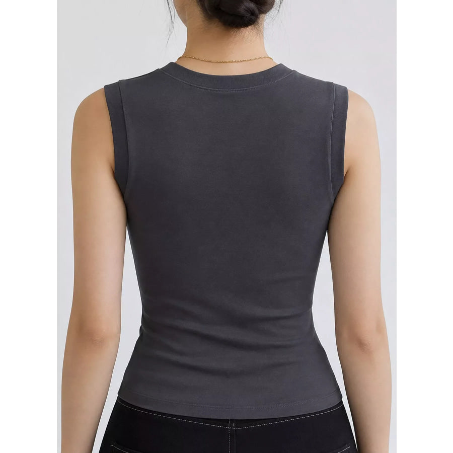 Minimalist Slim-Fit Sleeveless Crew Neck Cami Tank Top Apparel and Accessories