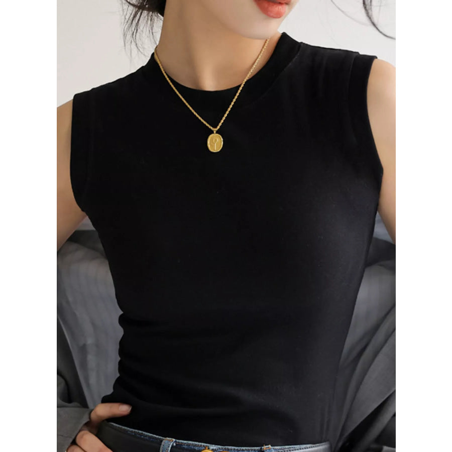 Minimalist Slim-Fit Sleeveless Crew Neck Cami Tank Top Apparel and Accessories