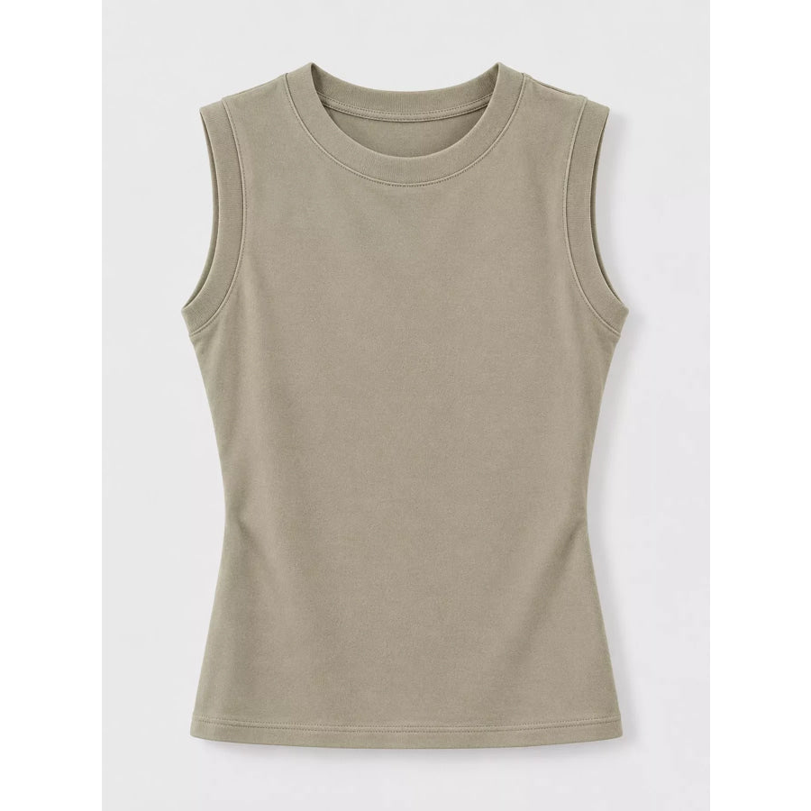Minimalist Slim-Fit Sleeveless Crew Neck Cami Tank Top Apparel and Accessories
