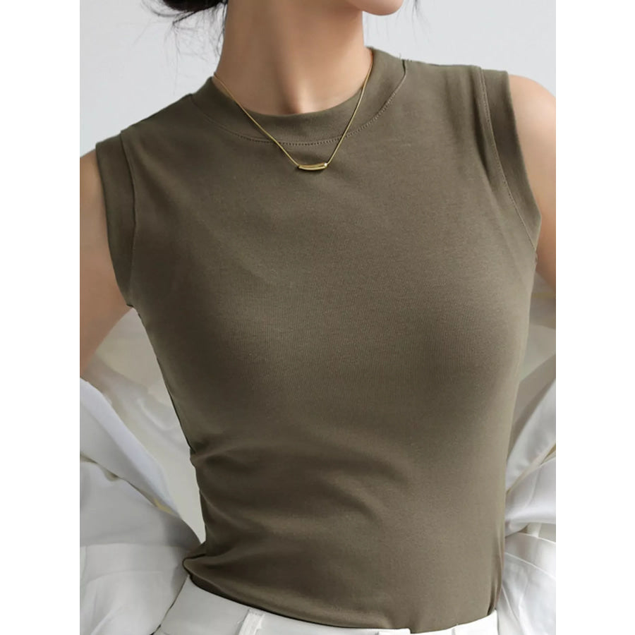 Minimalist Slim-Fit Sleeveless Crew Neck Cami Tank Top Apparel and Accessories