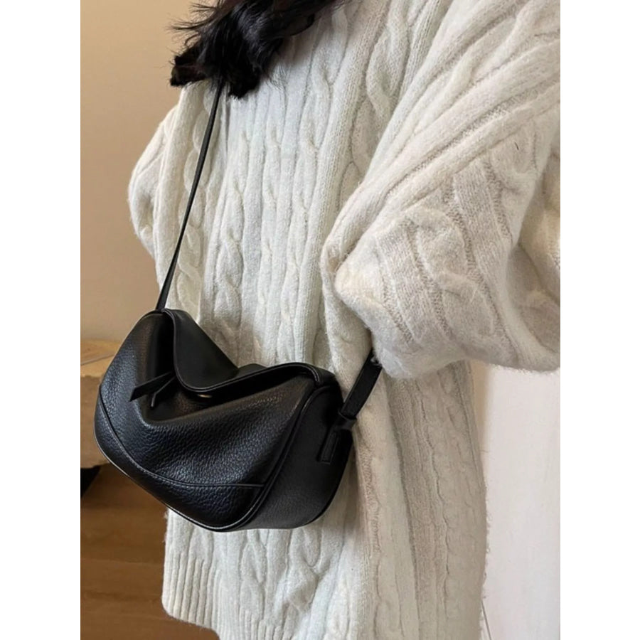 Minimalist Style Leather Crossbody Bag Black / One Size Apparel and Accessories