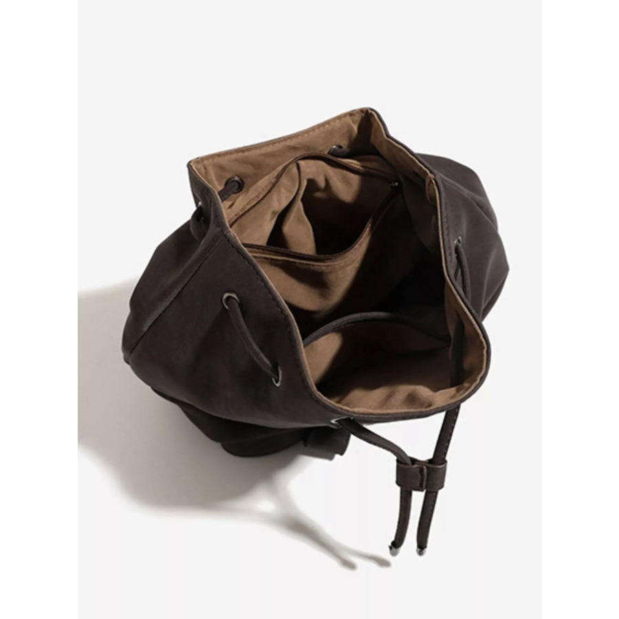 Minimalist Suede Drawstring Backpack Bag Apparel and Accessories