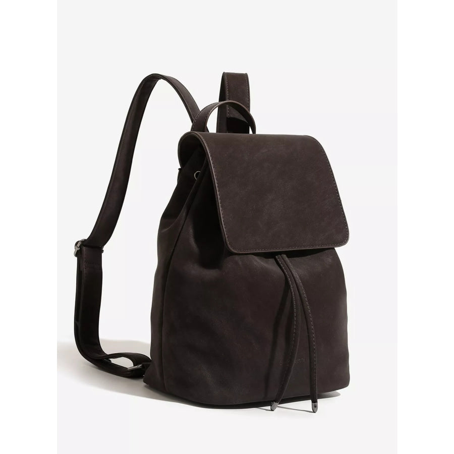 Minimalist Suede Drawstring Backpack Bag Apparel and Accessories