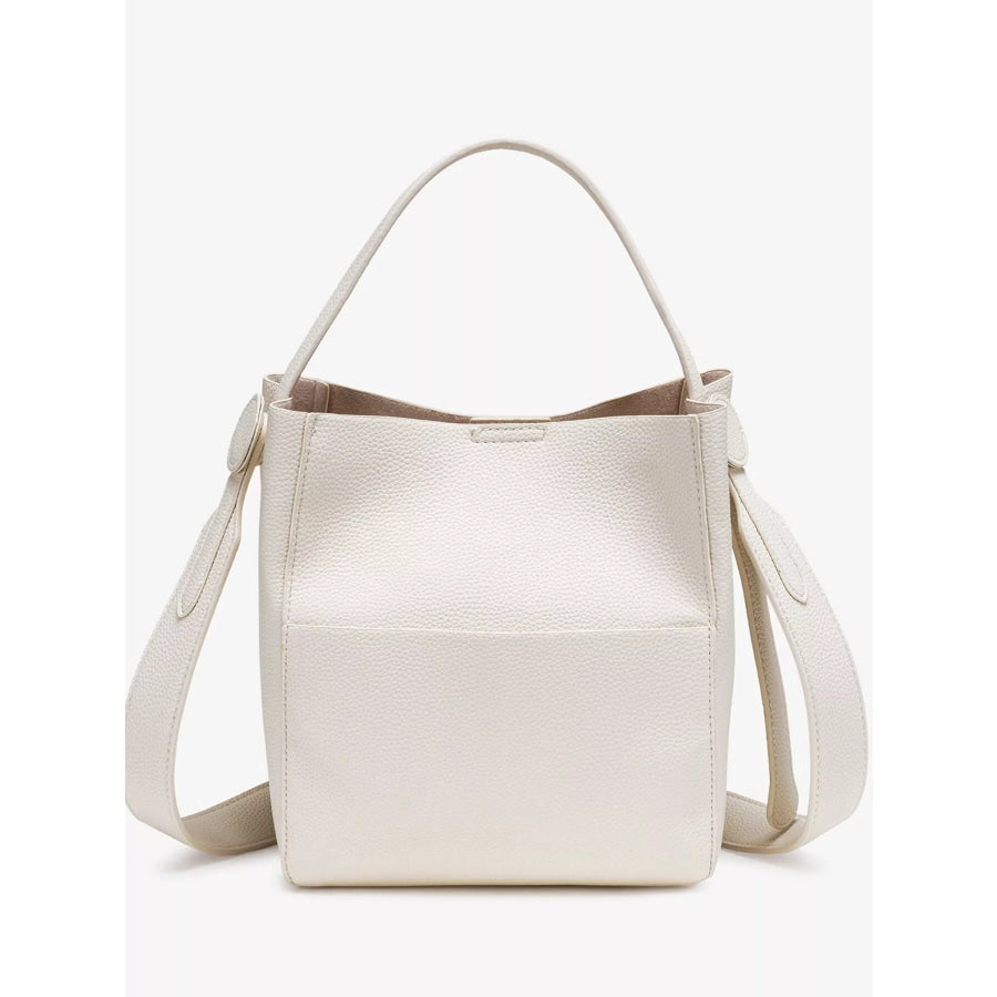 Minimalist Textured Leather Bucket Crossbody Bag Apparel and Accessories