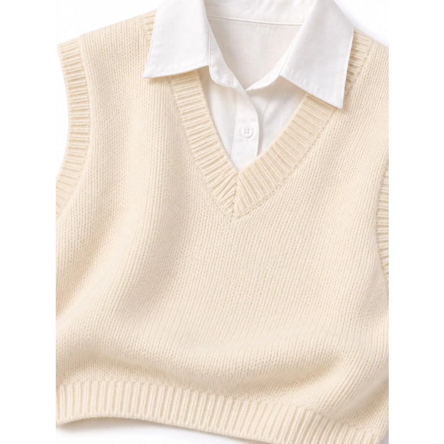 Minimalist V-Neck Knit Sweater Vest Apparel and Accessories