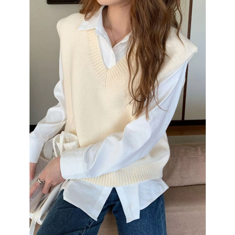 Minimalist V-Neck Knit Sweater Vest Apparel and Accessories