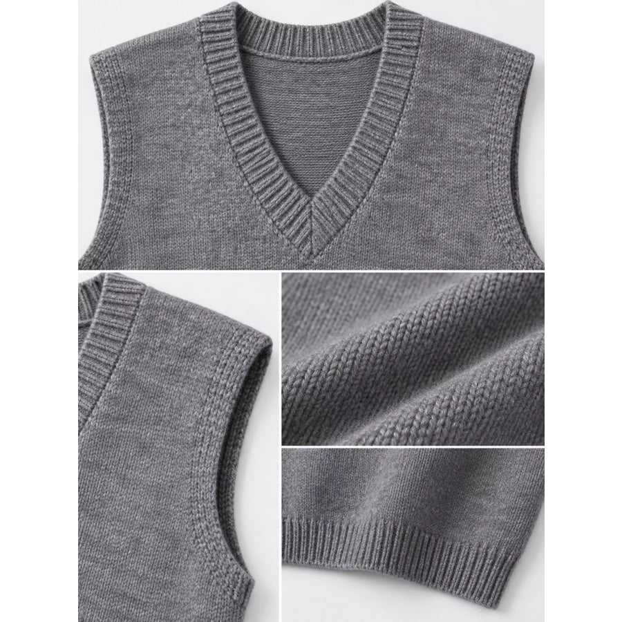 Minimalist V-Neck Knit Sweater Vest Apparel and Accessories