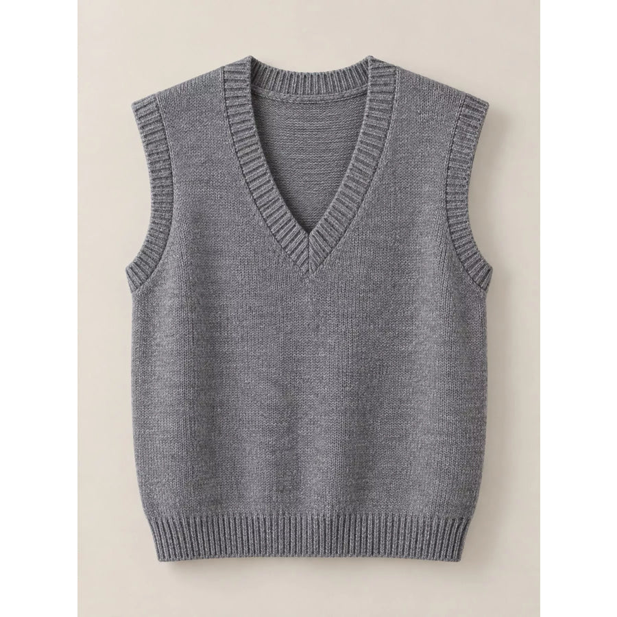 Minimalist V-Neck Knit Sweater Vest Apparel and Accessories