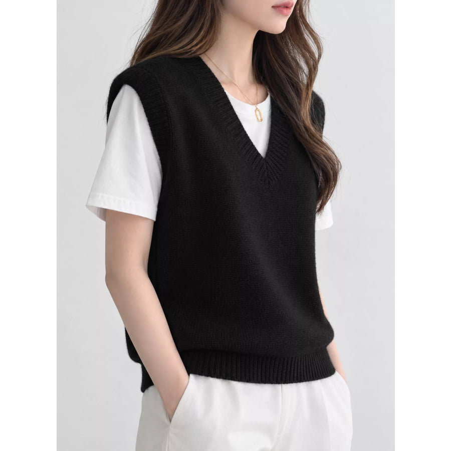 Minimalist V-Neck Knit Sweater Vest Apparel and Accessories