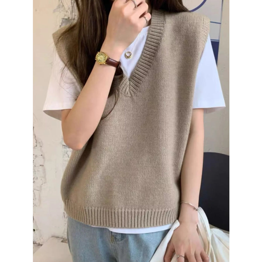 Minimalist V-Neck Knit Sweater Vest Apparel and Accessories