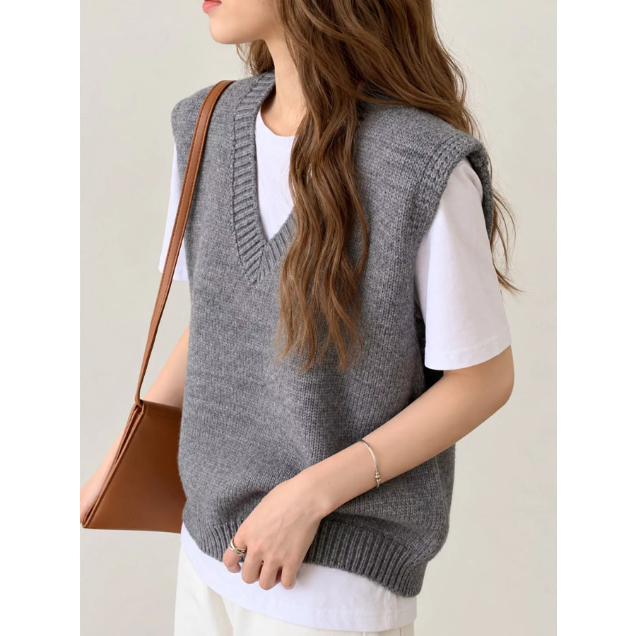 Minimalist V-Neck Knit Sweater Vest Apparel and Accessories