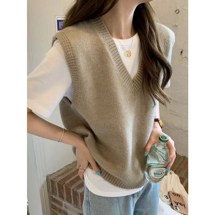Minimalist V-Neck Knit Sweater Vest Apparel and Accessories