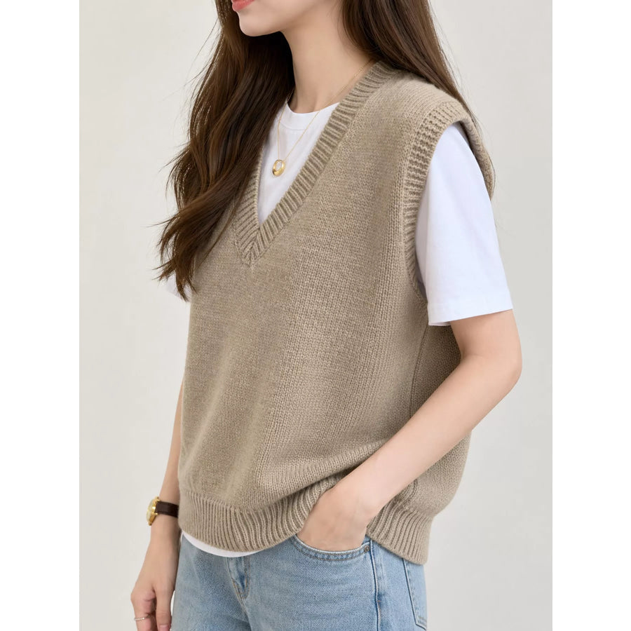 Minimalist V-Neck Knit Sweater Vest Apparel and Accessories