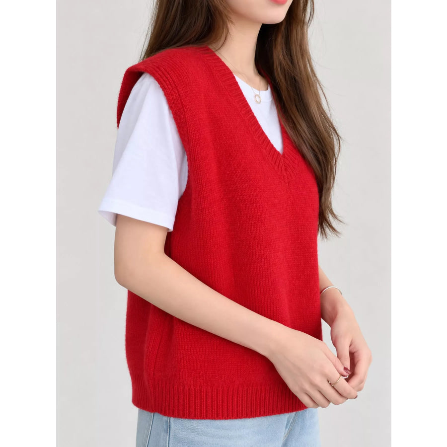 Minimalist V-Neck Knit Sweater Vest Apparel and Accessories