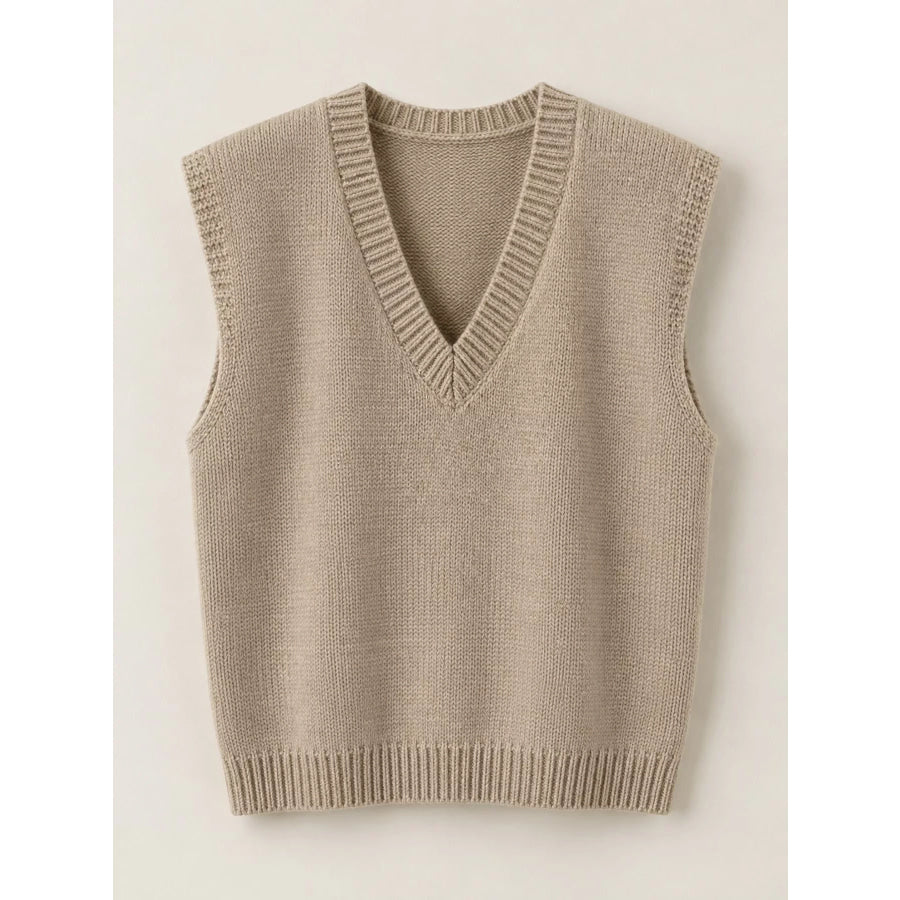 Minimalist V-Neck Knit Sweater Vest Apparel and Accessories