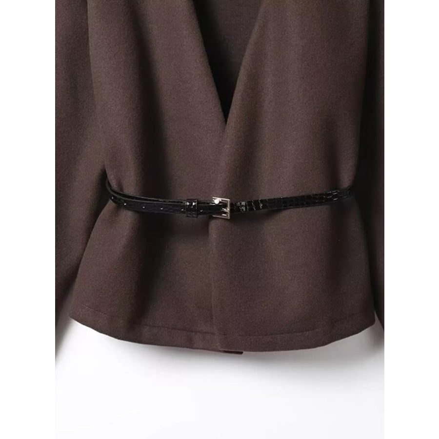Minimalist V-Neck Wrap Jacket with Waist-Defining Belt Apparel and Accessories