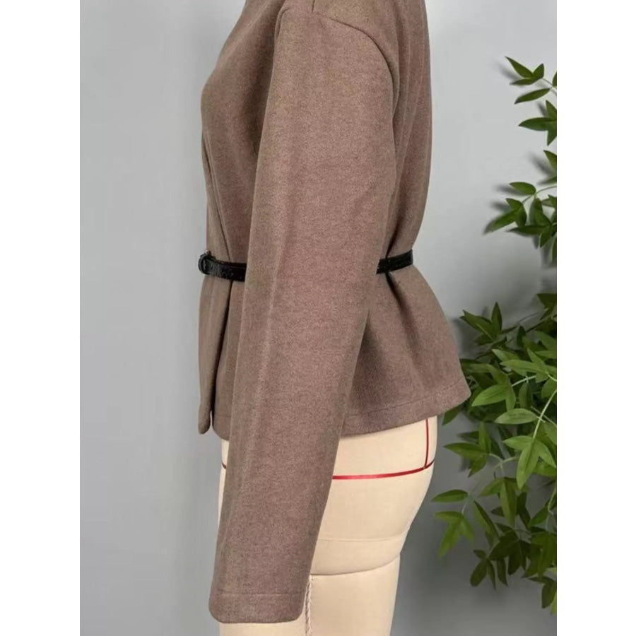 Minimalist V-Neck Wrap Jacket with Waist-Defining Belt Apparel and Accessories