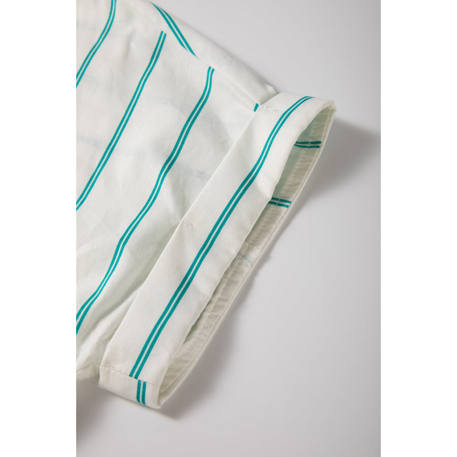 Mint Green St Patricks Striped Wide Short Sleeve Shift Mini Shirt Dress Dresses/Mini Dresses