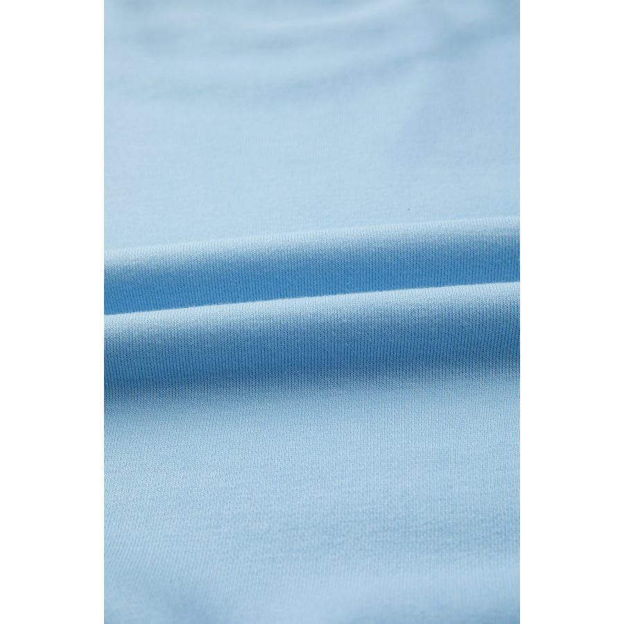 Mist Blue Solid Color Loose Tee Drawstring Wide Leg Pants 2pcs Outfit Two Piece Sets/Pant Sets