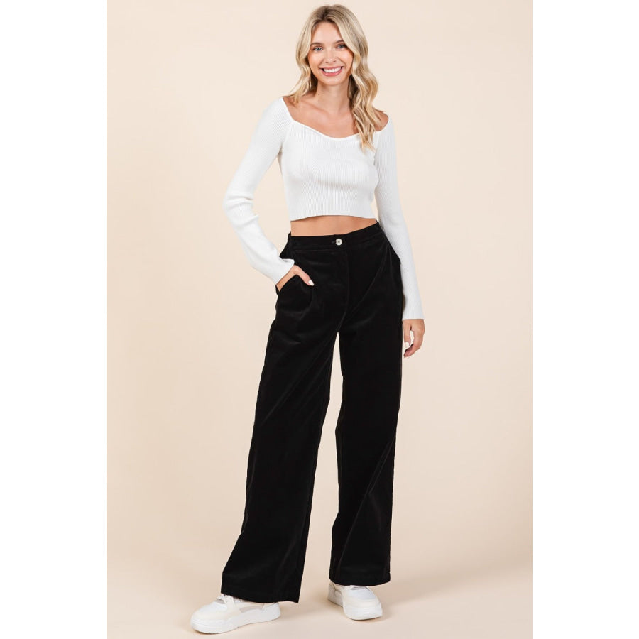 Mittoshop Corduroy Back Elastic Waist Pants Apparel and Accessories