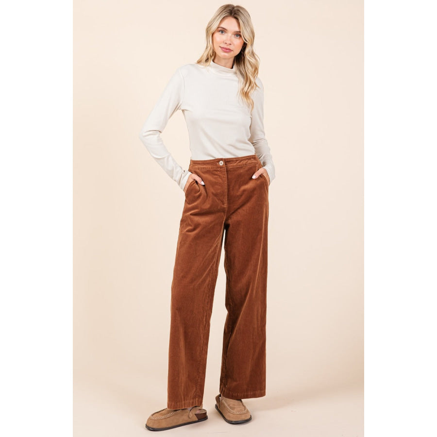 Mittoshop Corduroy Back Elastic Waist Pants Apparel and Accessories