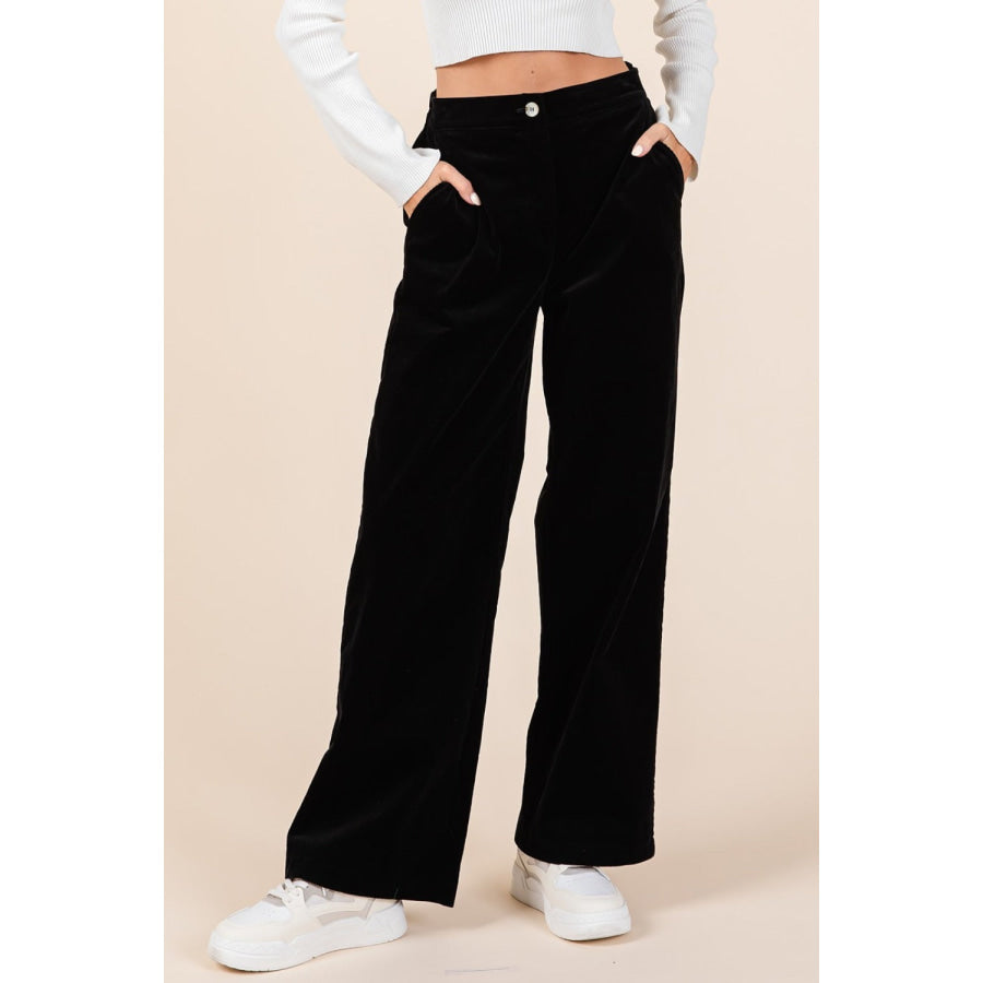 Mittoshop Corduroy Back Elastic Waist Pants Black / S Apparel and Accessories