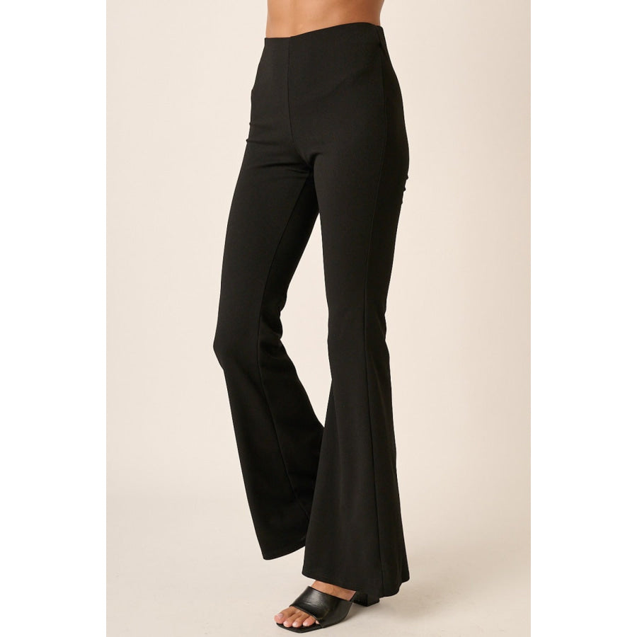 Mittoshop Crepe Knit Elastic Waist Flare Leg Pants Apparel and Accessories