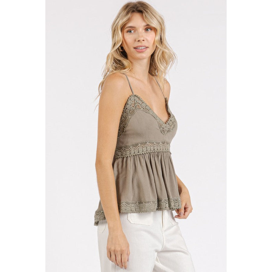 Mittoshop Crisscross Back Lace Detail V-Neck Cami Apparel and Accessories