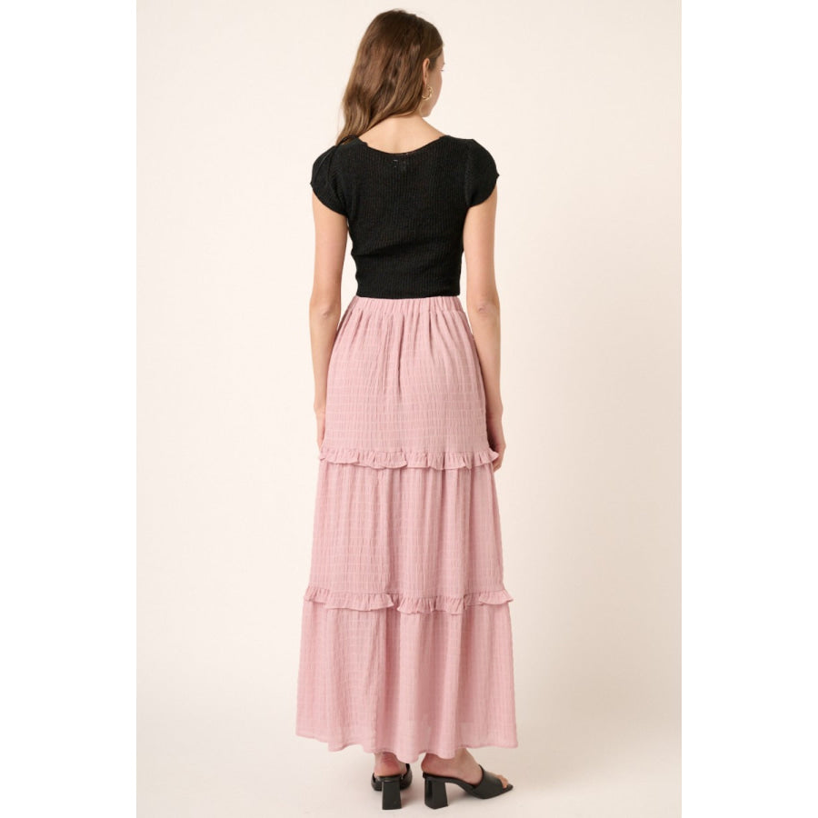 Mittoshop Drawstring High Waist Frill Skirt Dusty Pink / S Apparel and Accessories