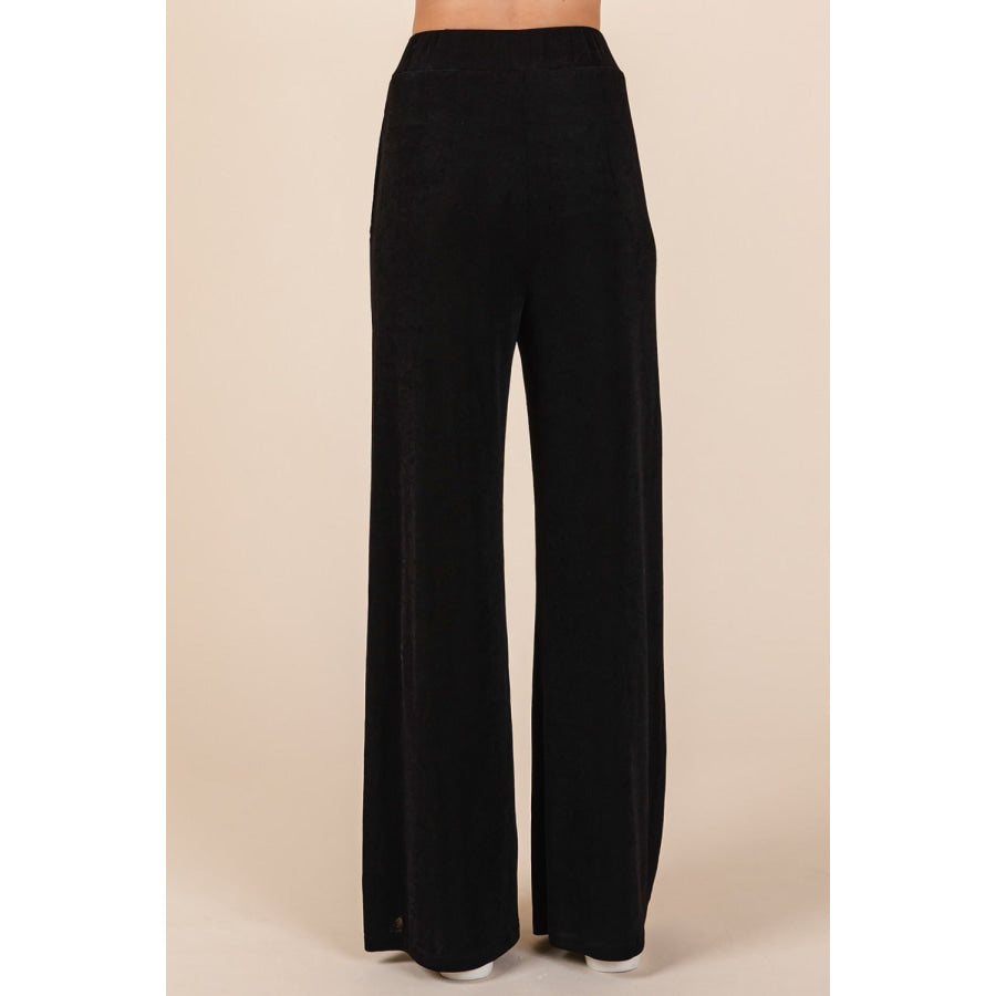 Mittoshop Elastic Waist Pants with Side Pockets Apparel and Accessories