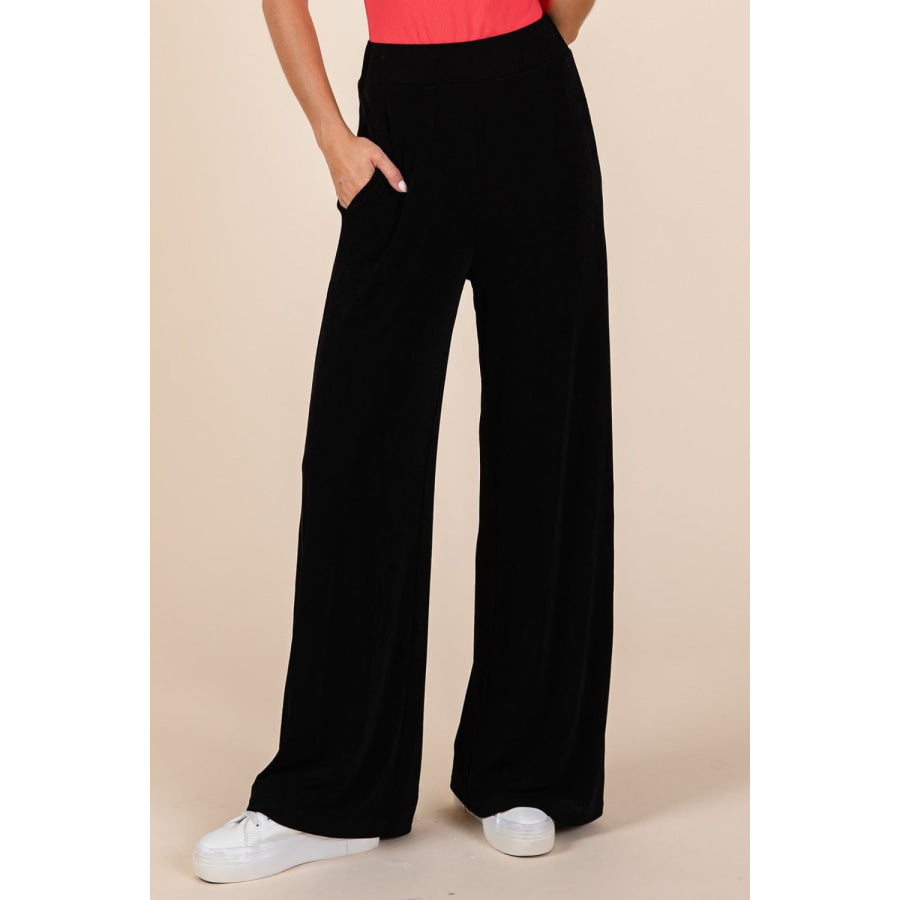 Mittoshop Elastic Waist Pants with Side Pockets Apparel and Accessories