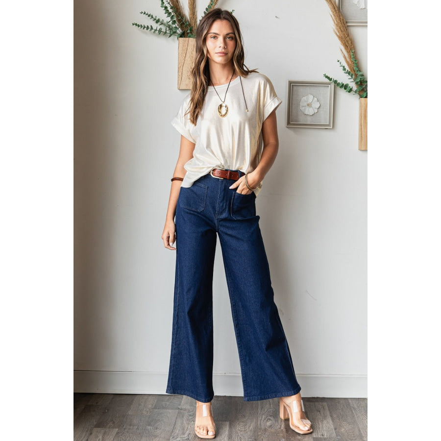 Mittoshop High Waist Wide Leg Jeans Apparel and Accessories