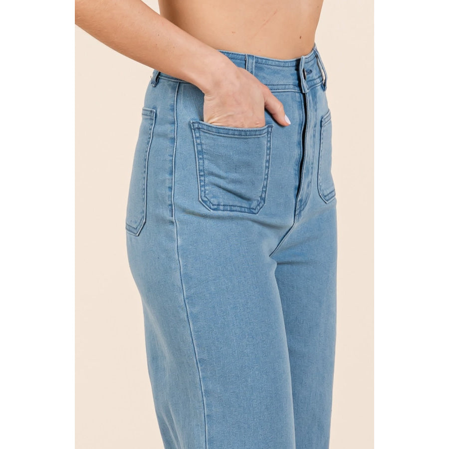 Mittoshop High Waist Wide Leg Jeans Apparel and Accessories