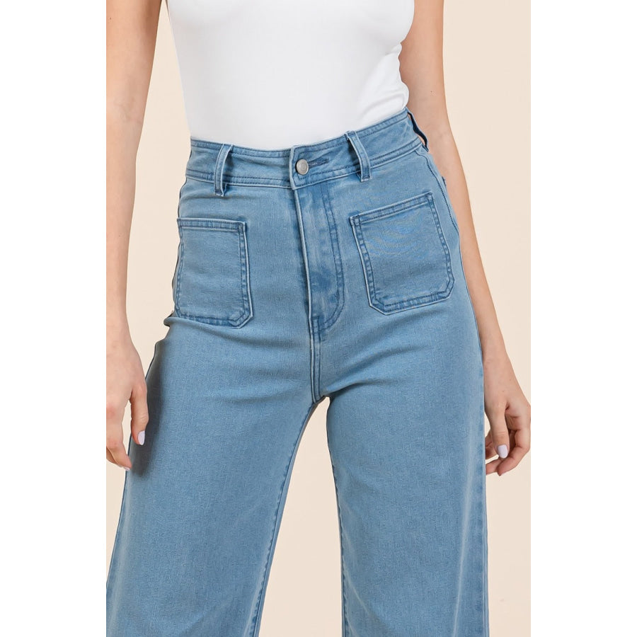 Mittoshop High Waist Wide Leg Jeans Apparel and Accessories