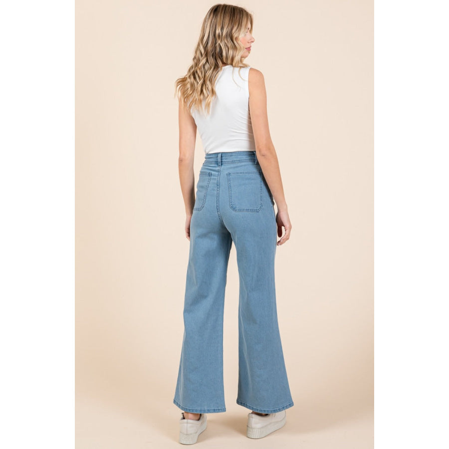 Mittoshop High Waist Wide Leg Jeans Apparel and Accessories