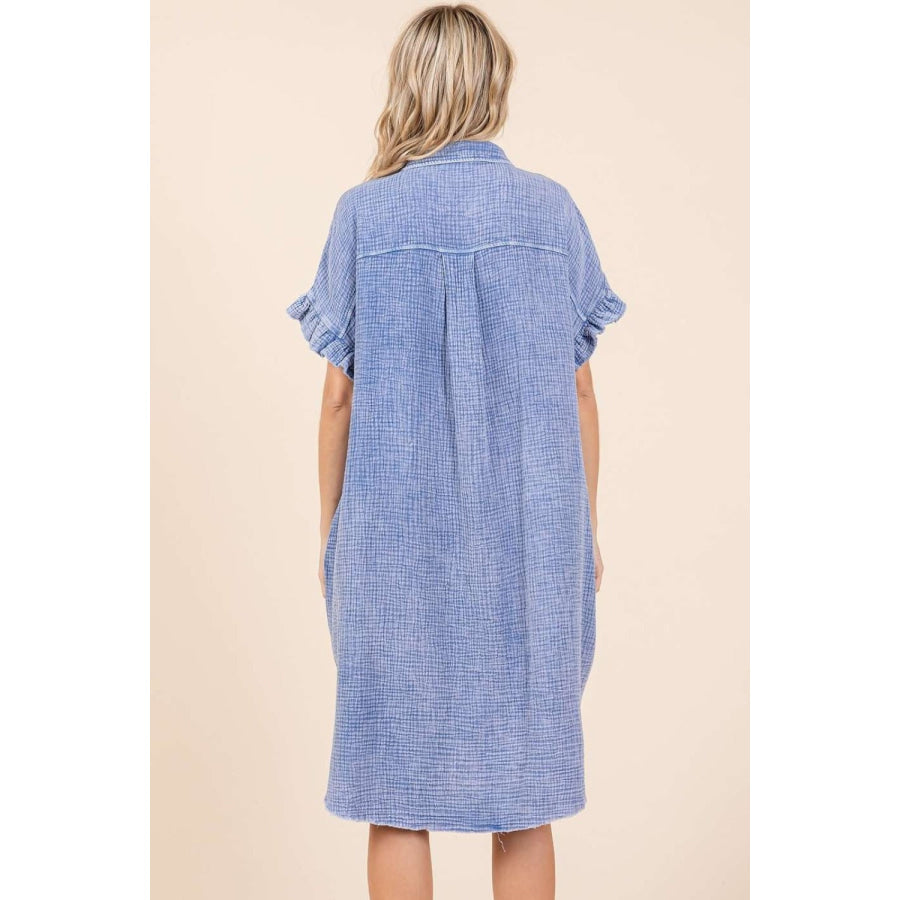 Mittoshop Mineral Wash Cotton Gauze Mini Shirt Dress Apparel and Accessories