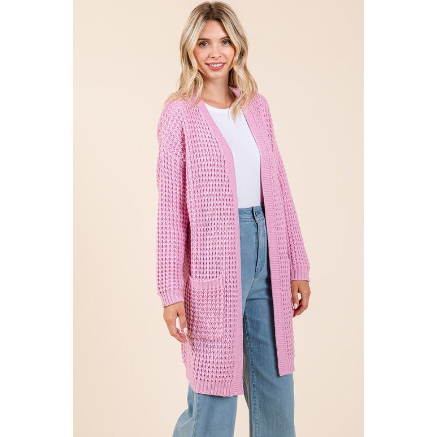 Mittoshop Open Front Long Sleeve Longline Cardigan Apparel and Accessories