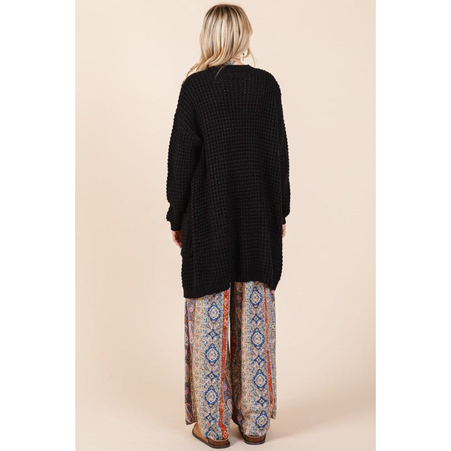 Mittoshop Open Front Long Sleeve Longline Cardigan Apparel and Accessories