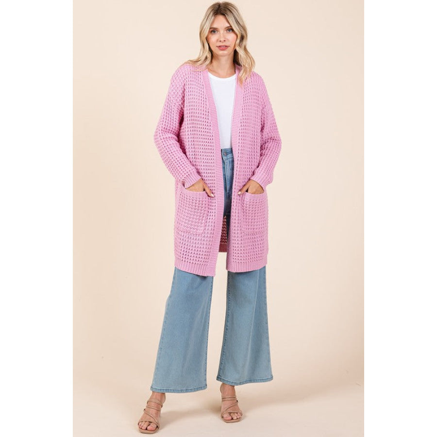 Mittoshop Open Front Long Sleeve Longline Cardigan Apparel and Accessories