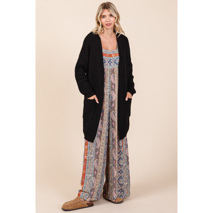 Mittoshop Open Front Long Sleeve Longline Cardigan Apparel and Accessories