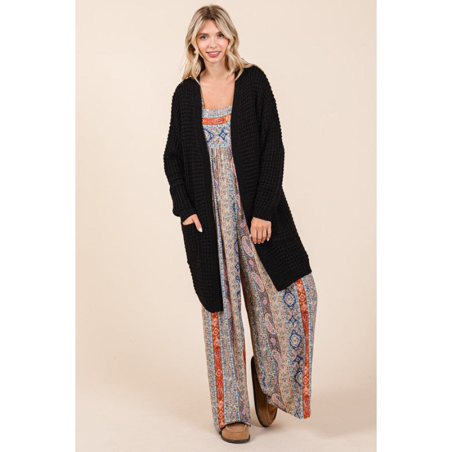 Mittoshop Open Front Long Sleeve Longline Cardigan Apparel and Accessories