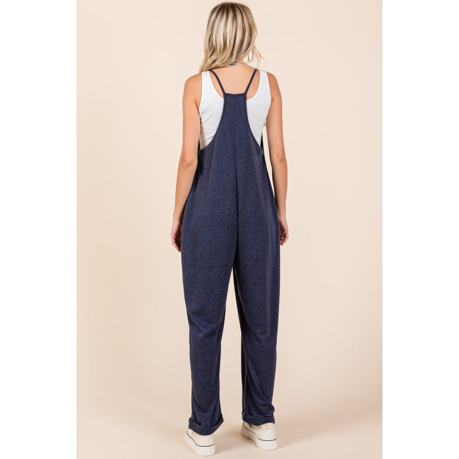 Mittoshop Patch Pocket Wide Leg Sleeveless Jumpsuit Apparel and Accessories