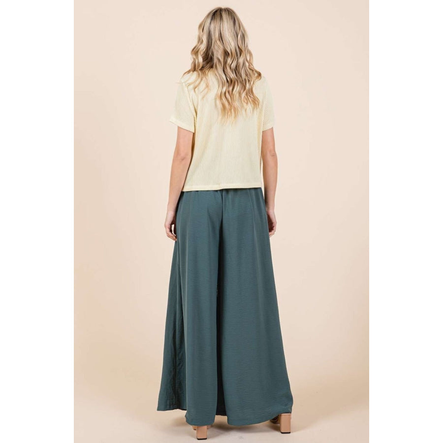 Mittoshop Pleated Wide Leg Pants Apparel and Accessories