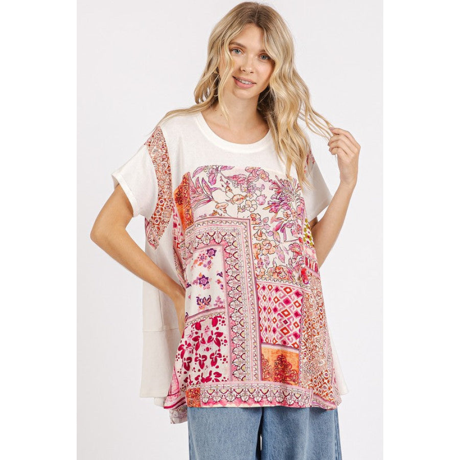 Mittoshop Printed Round Neck Short Sleeve T-Shirt Apparel and Accessories