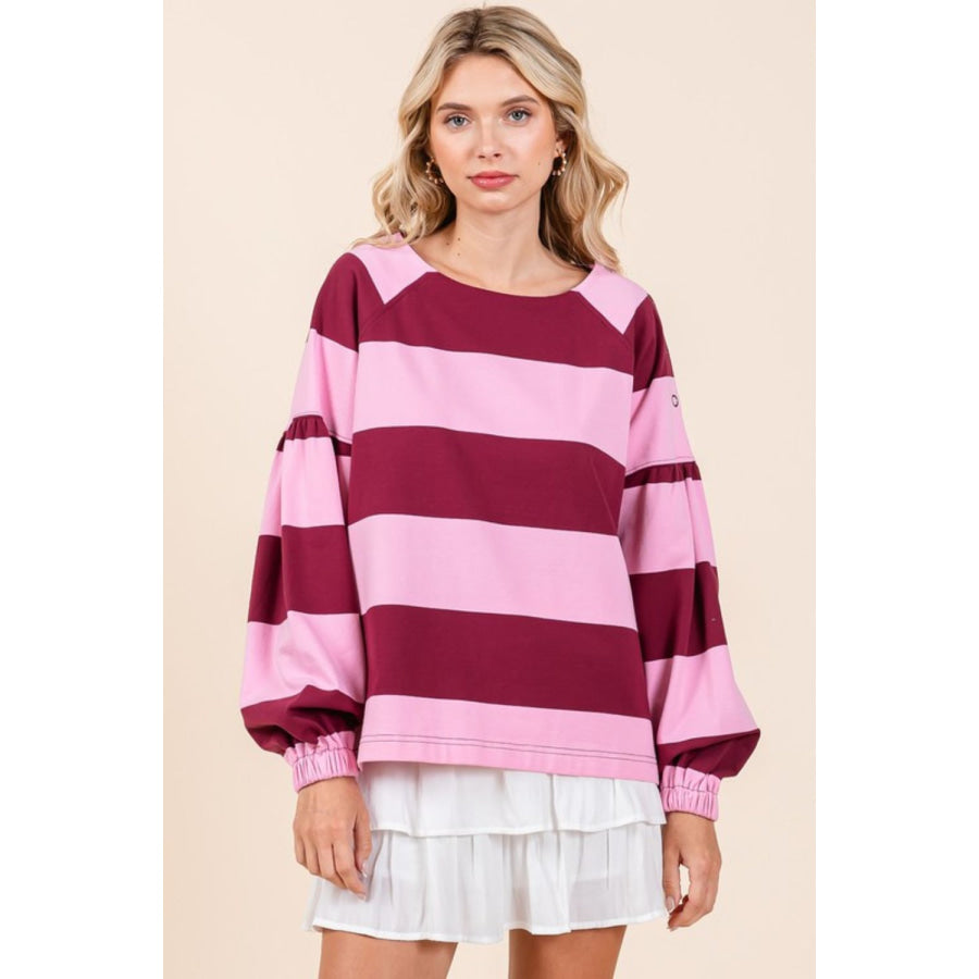 Mittoshop Striped Snap Shoulder Long Sleeve T-Shirt Apparel and Accessories