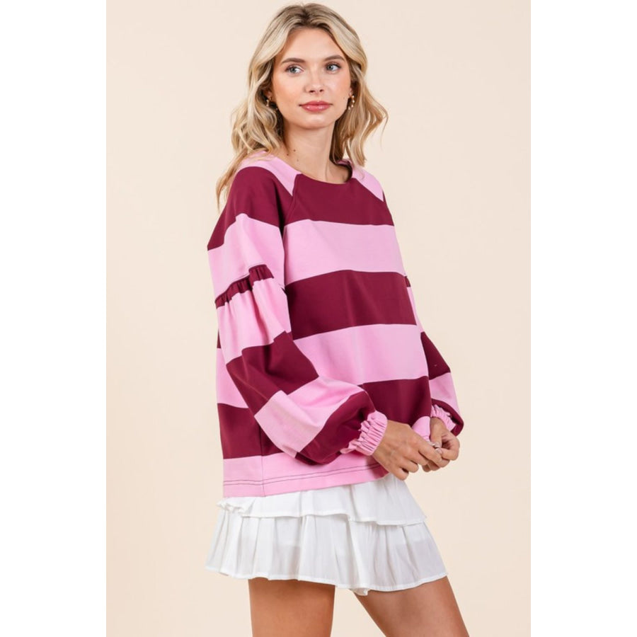 Mittoshop Striped Snap Shoulder Long Sleeve T-Shirt Apparel and Accessories